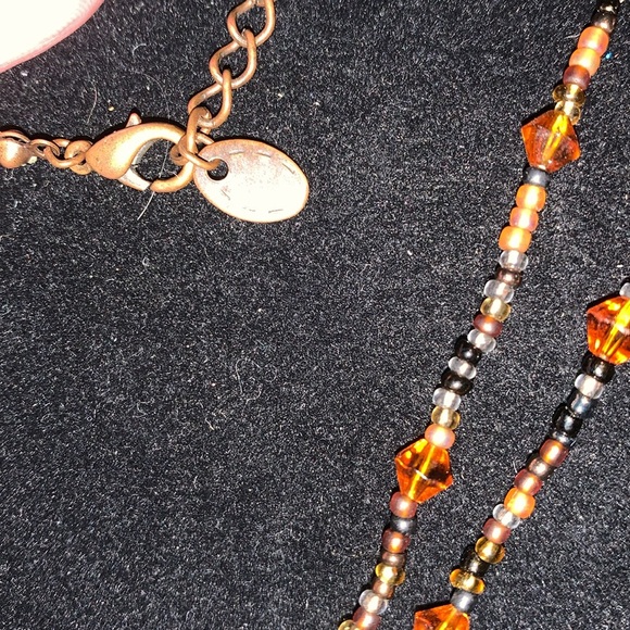 Vintage Sunflower w/ ab & citrine crystals w/ seed bead necklace - Picture 9 of 9